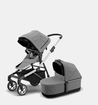 Коляска Thule Sleek + люлька, цвет серый меланж